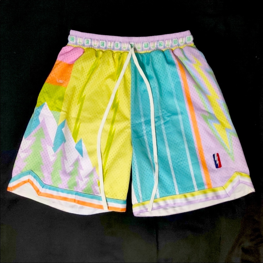 Men's Trillest x Who Cares "What The NBA" Pastel Swingman Basketball Shorts Sz L